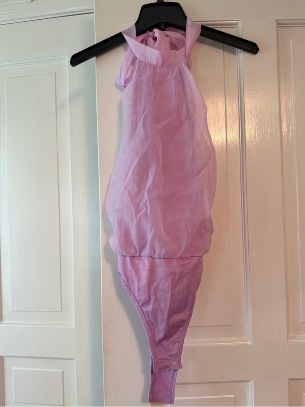Lilac Sheer Halter Bodysuit